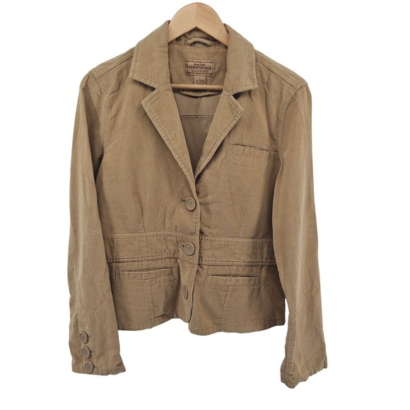 Aeropostale Limited Edition Corduroy Blazer Tan Khaki Size L Y2K Preppy Fall - Picture 1 of 10
